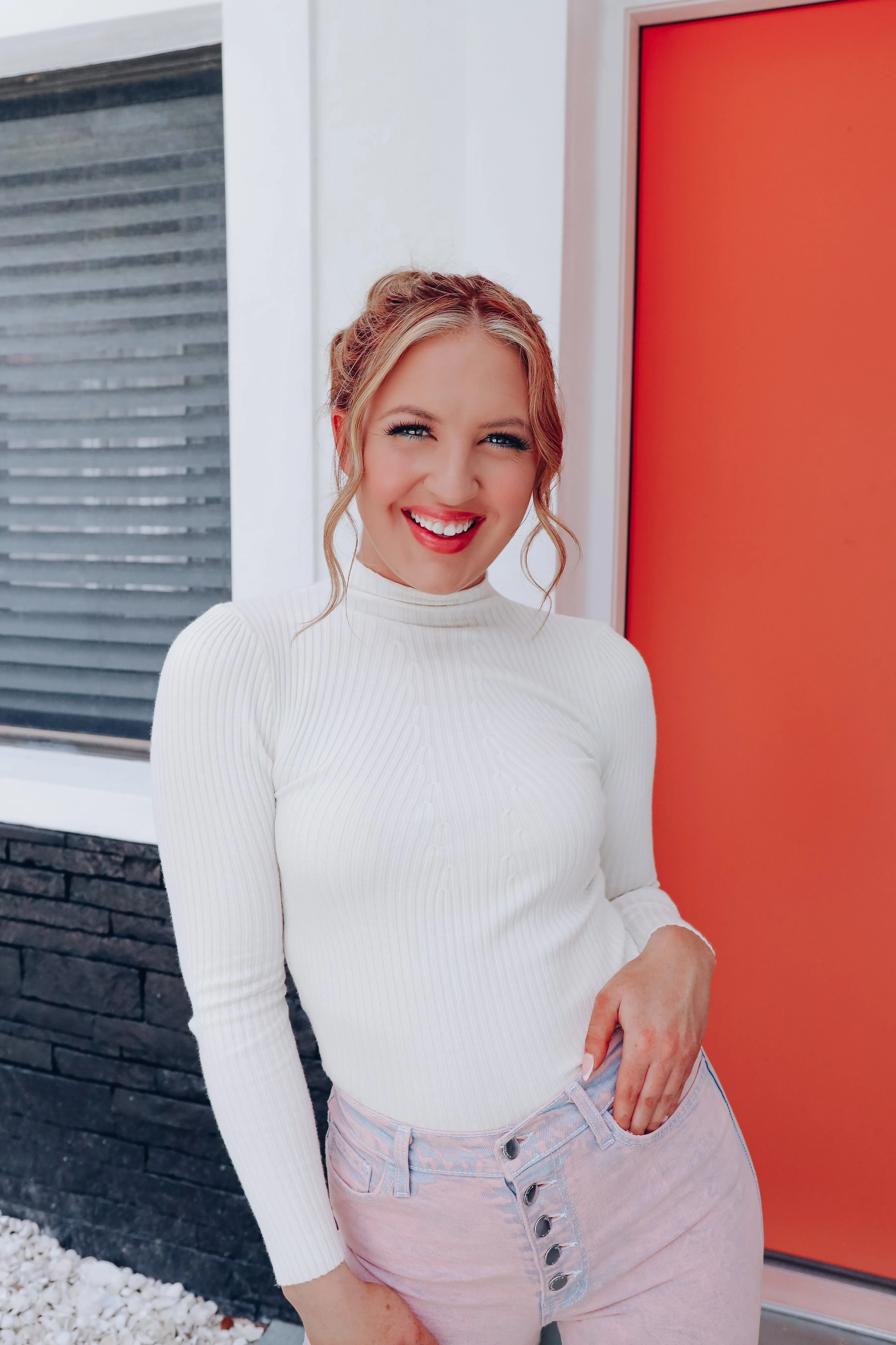 Myra Mock Neck Sweater - Ivory
