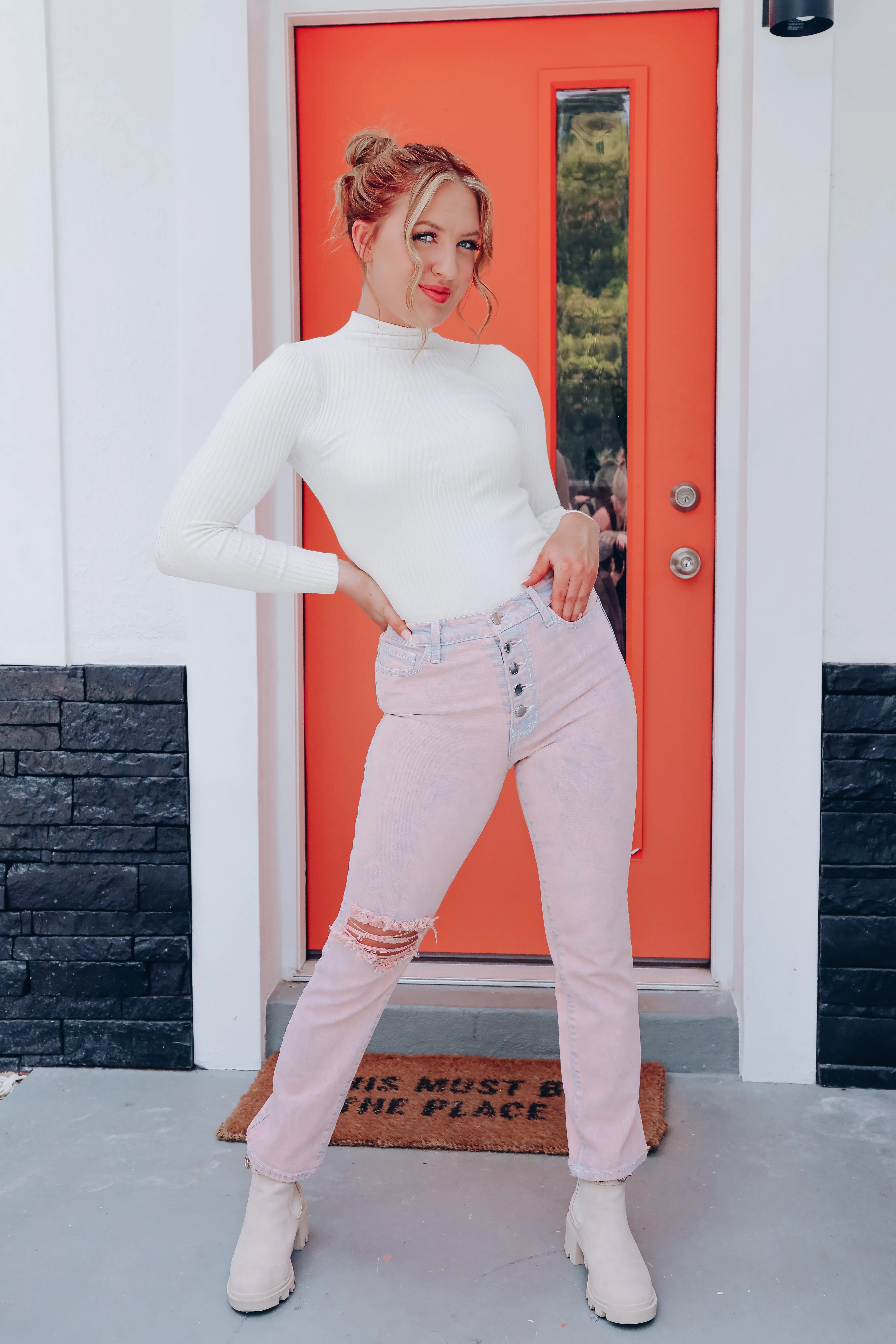 Myra Mock Neck Sweater - Ivory