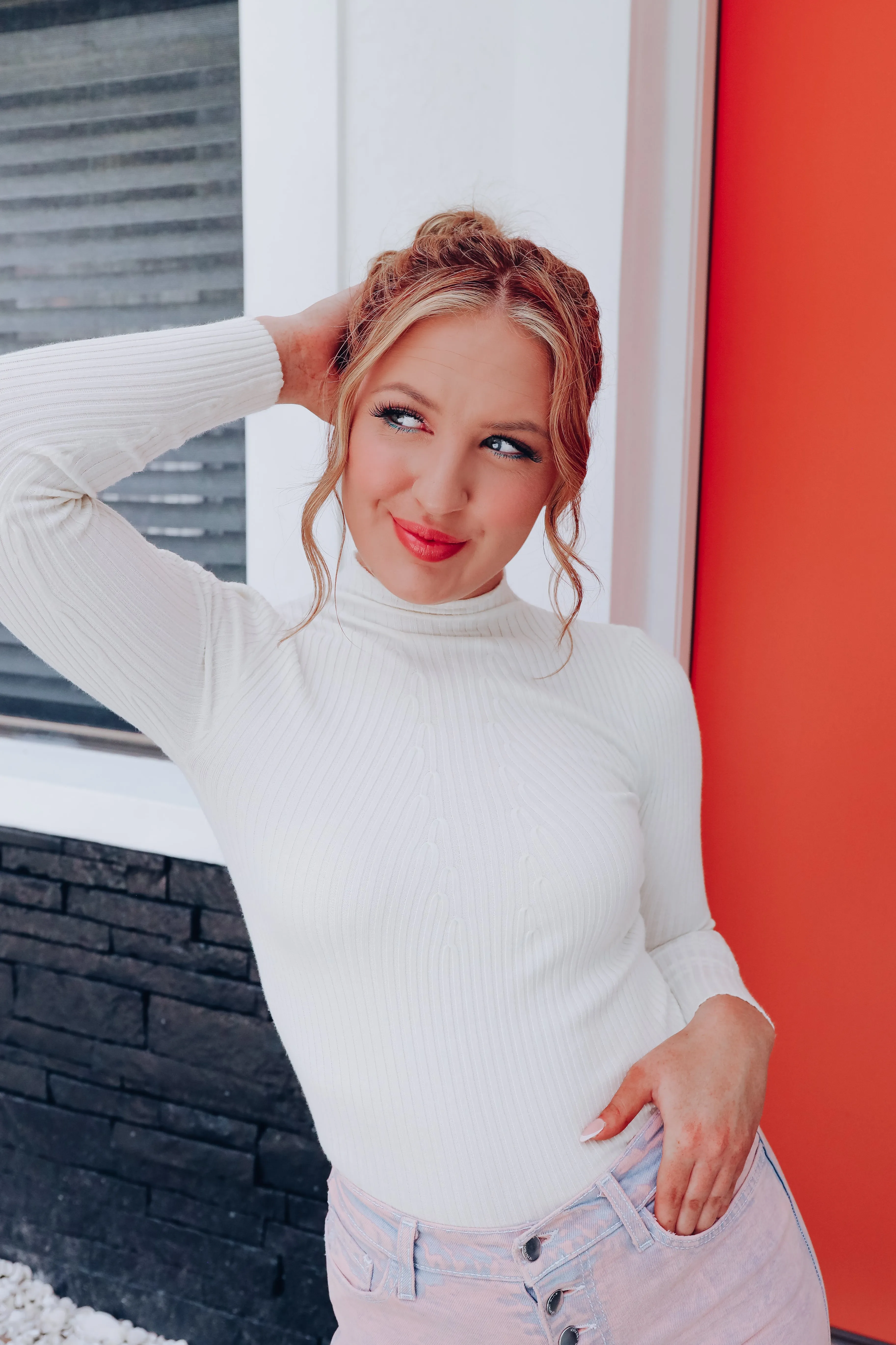 Myra Mock Neck Sweater - Ivory