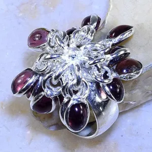 NATURAL AMETHYST HANDMADE .925 SILVER PLATED DANGLE RING SIZE 9.5
