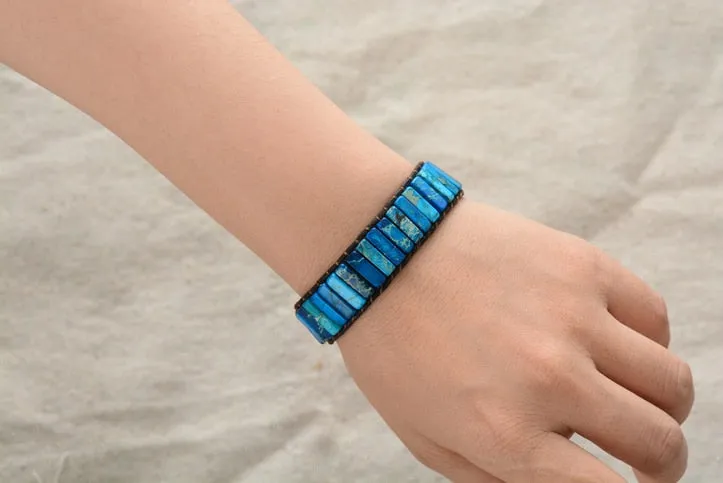 Natural Stone Throat Chakra Bracelet- Dark Blue Stones