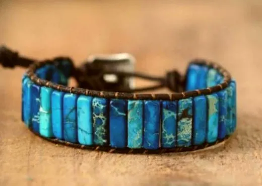 Natural Stone Throat Chakra Bracelet- Dark Blue Stones