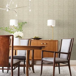 Neutral & Gold Luminous Leaves Wallpaper (60 SqFt)