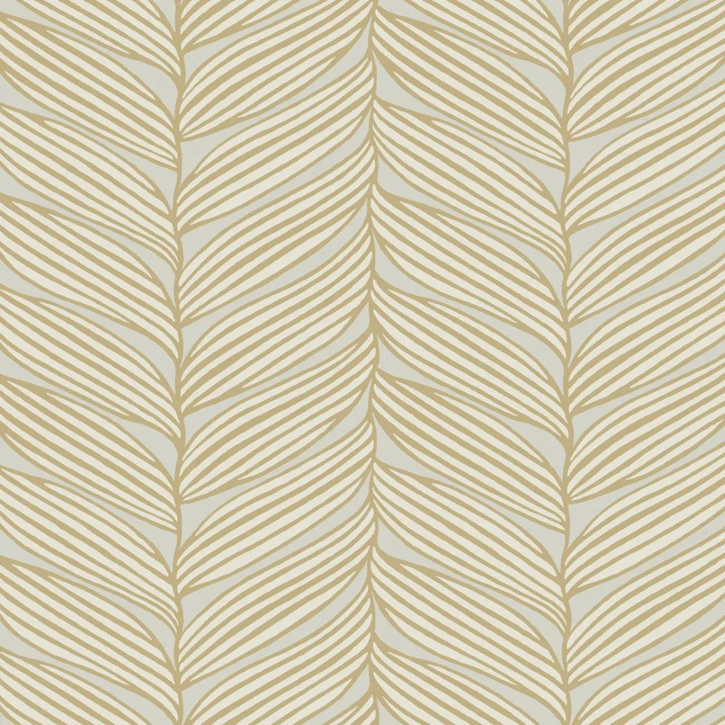 Neutral & Gold Luminous Leaves Wallpaper (60 SqFt)