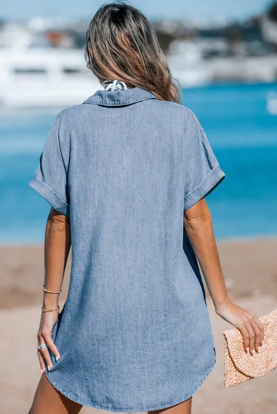 NEW Denim Daydream Mini Shirt Dress - Size Small - Retails $52