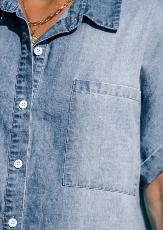 NEW Denim Daydream Mini Shirt Dress - Size Small - Retails $52