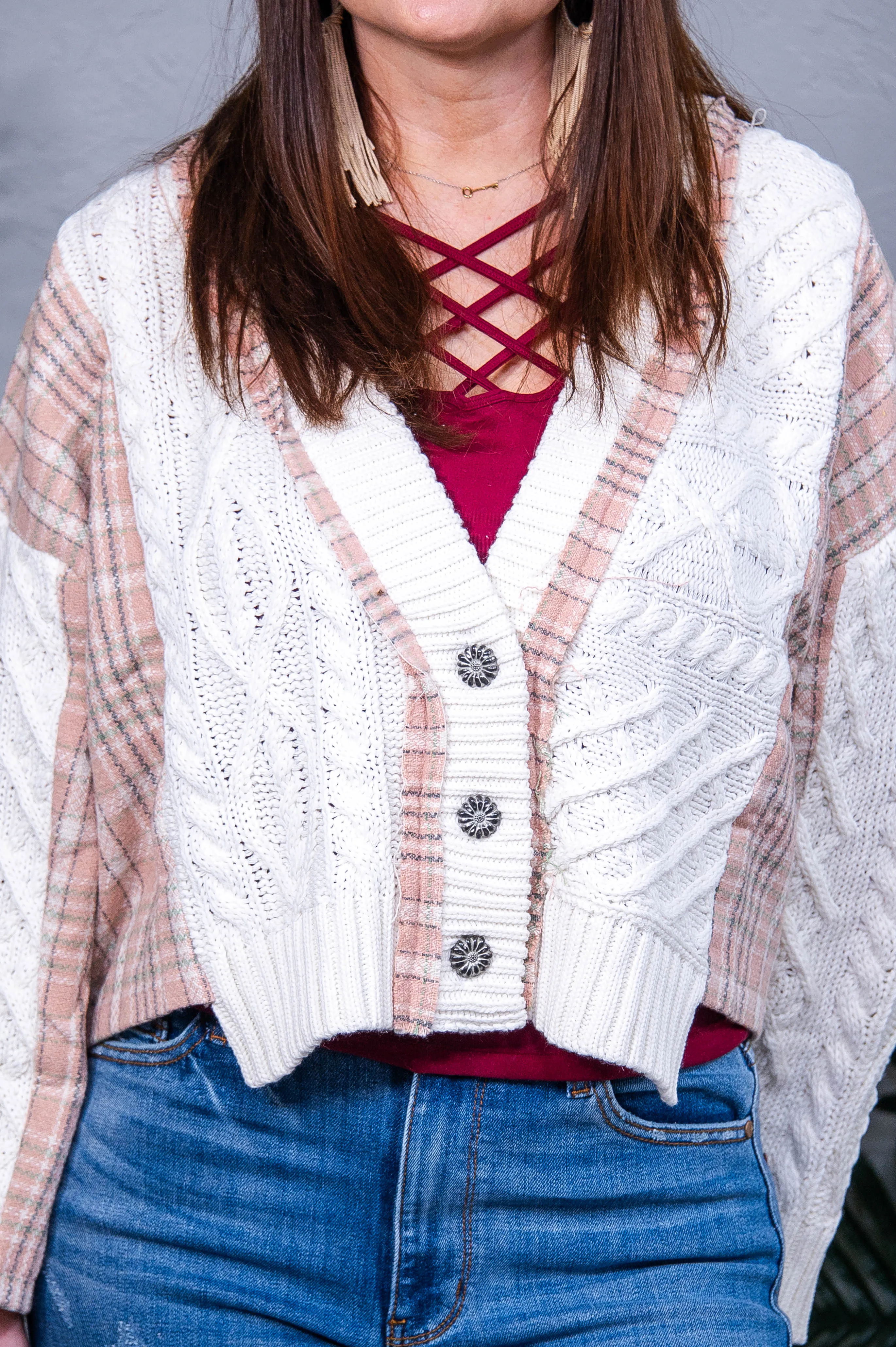 New Found Love  Plaid V-Neck Cardigan