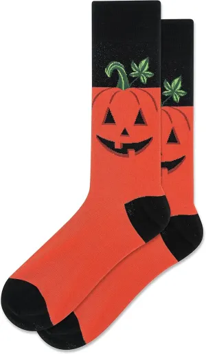 NEW Hot Sox Men's Jack O' Lantern Crew Socks 1 Pair, Orange, Men's 9-12