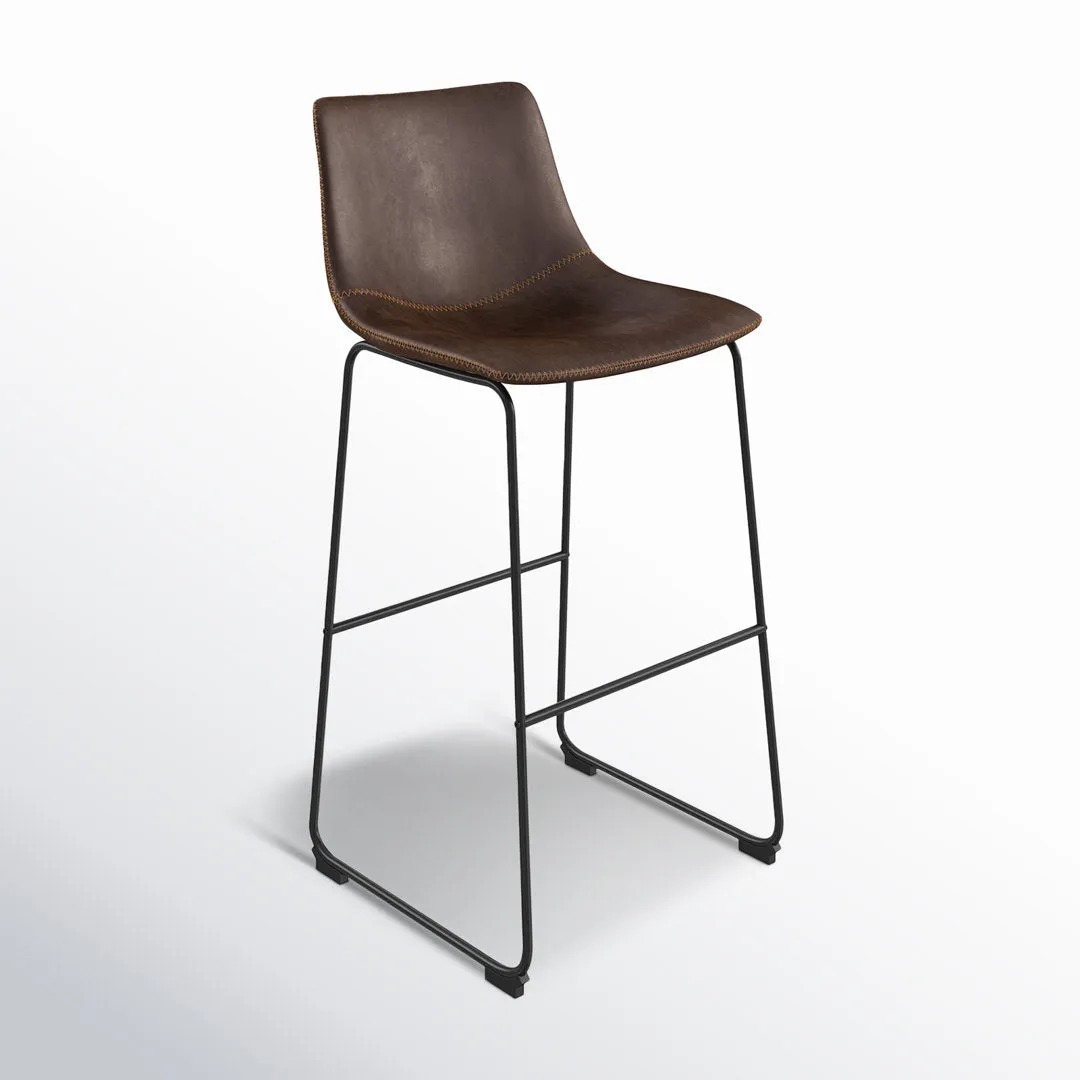 Nia Vegan Leather Bar & Counter Stool (Set of 2) AllModern Frame Color: Black Seat Height: Bar Stool (29" Seat Height), Upholstery: Brown Distressed Vegan Leather