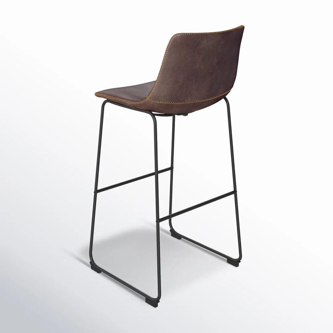 Nia Vegan Leather Bar & Counter Stool (Set of 2) AllModern Frame Color: Black Seat Height: Bar Stool (29" Seat Height), Upholstery: Brown Distressed Vegan Leather