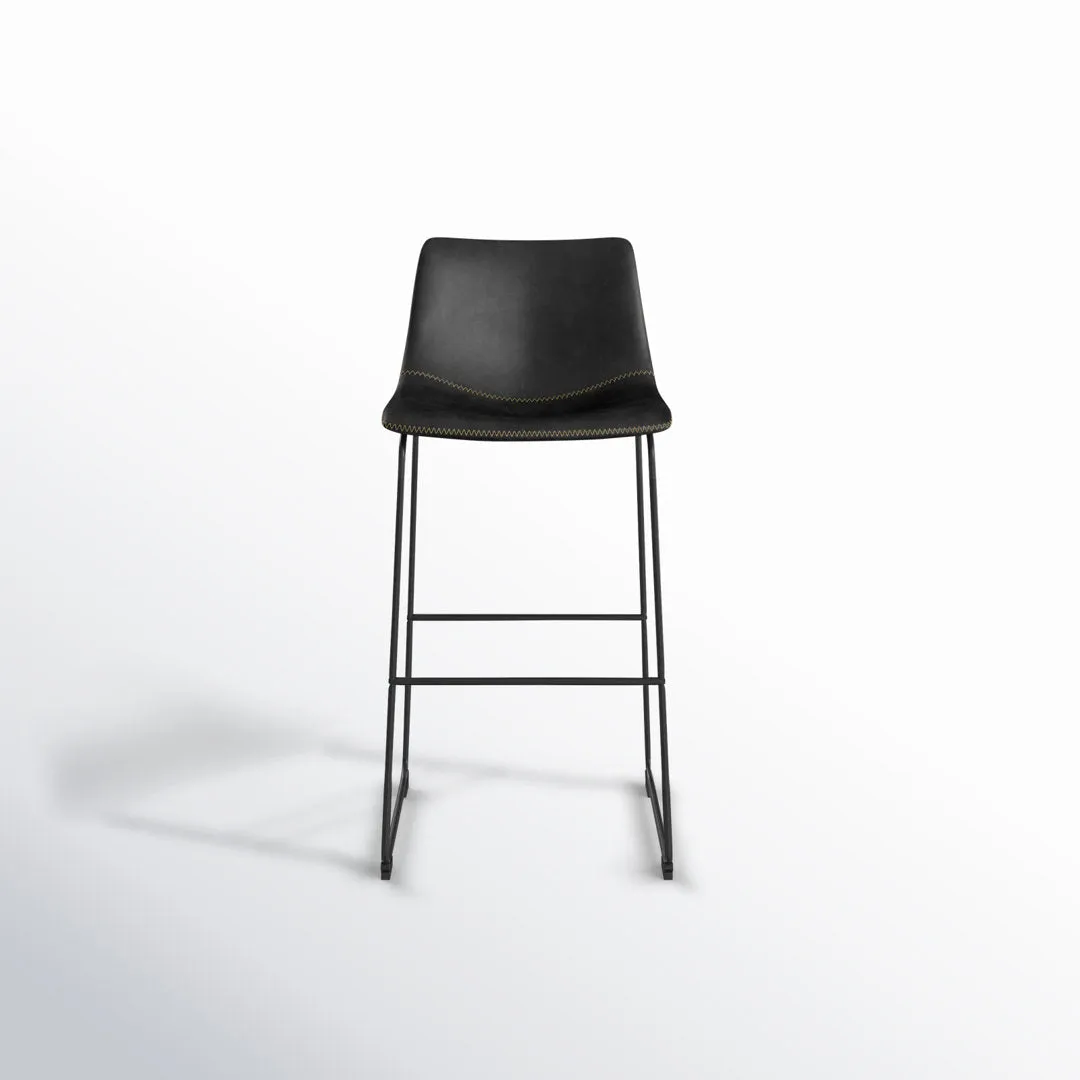 Nia Vegan Leather Bar & Counter Stool (Set of 2) AllModern Frame Color: Black Upholstery: Black Vegan Leather, Seat Height: Bar Stool (29" Seat Height)