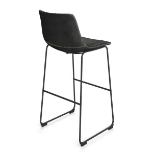 Nia Vegan Leather Bar & Counter Stool (Set of 2) AllModern Frame Color: Black Upholstery: Black Vegan Leather, Seat Height: Bar Stool (29" Seat Height)