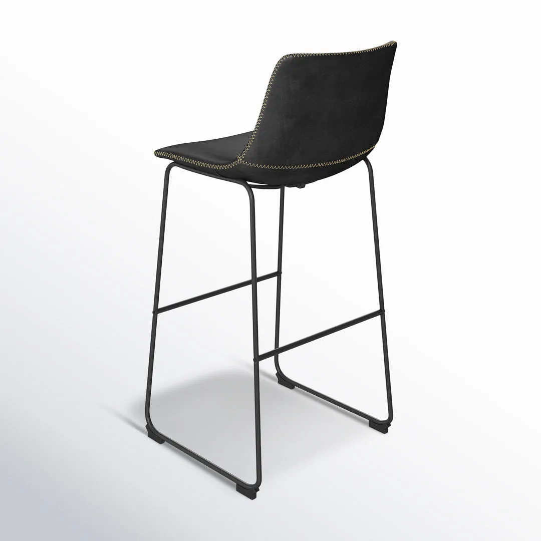 Nia Vegan Leather Bar & Counter Stool (Set of 2) AllModern Frame Color: Black Upholstery: Black Vegan Leather, Seat Height: Bar Stool (29" Seat Height)