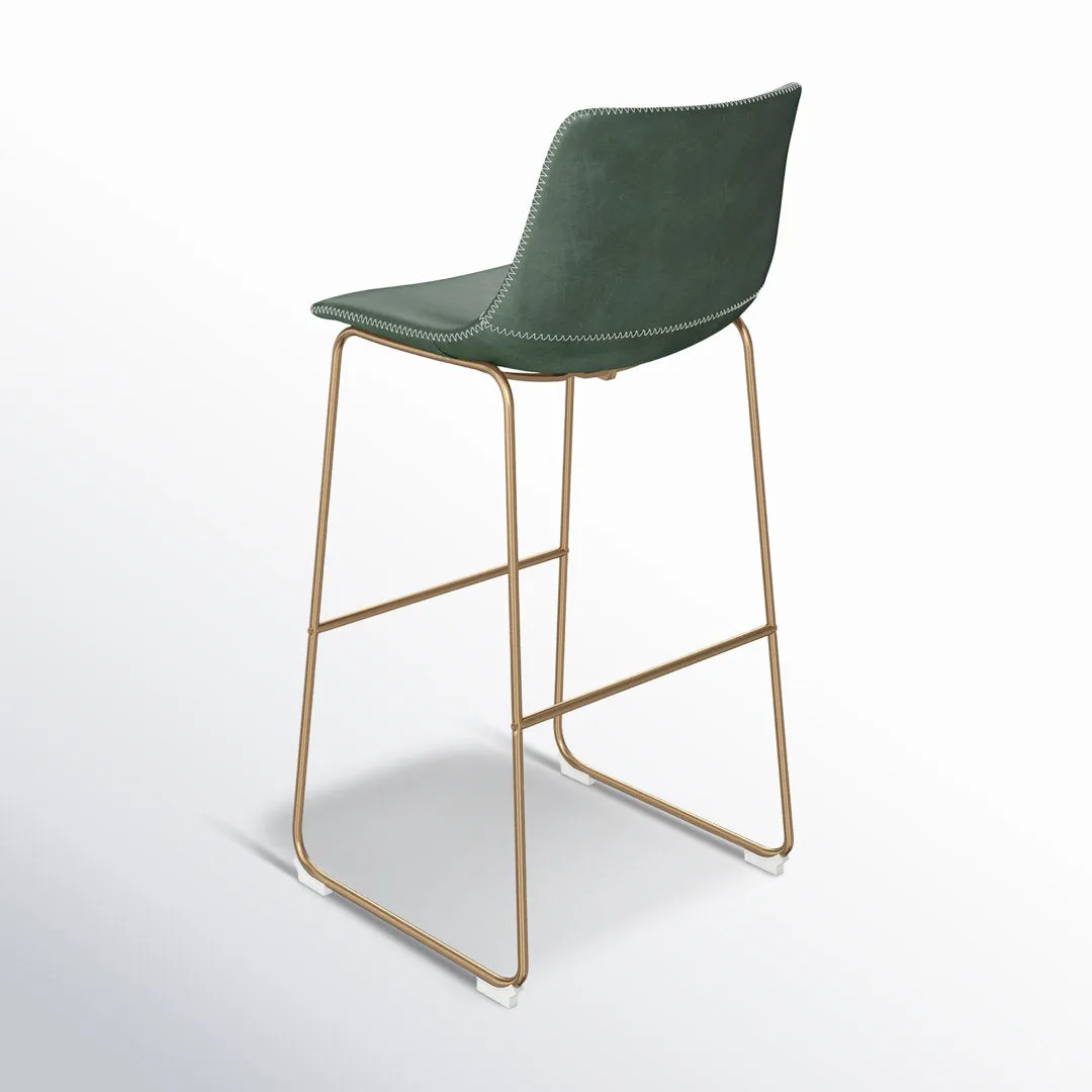 Nia Vegan Leather Bar & Counter Stool (Set of 2) AllModern Frame Color: Gold Upholstery: Green Vegan Leather, Seat Height: Counter Stool (24" Seat Height)