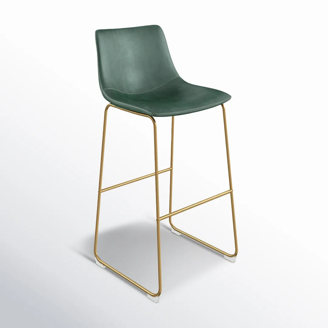 Nia Vegan Leather Bar & Counter Stool (Set of 2) AllModern Frame Color: Gold Upholstery: Green Vegan Leather, Seat Height: Counter Stool (24" Seat Height)