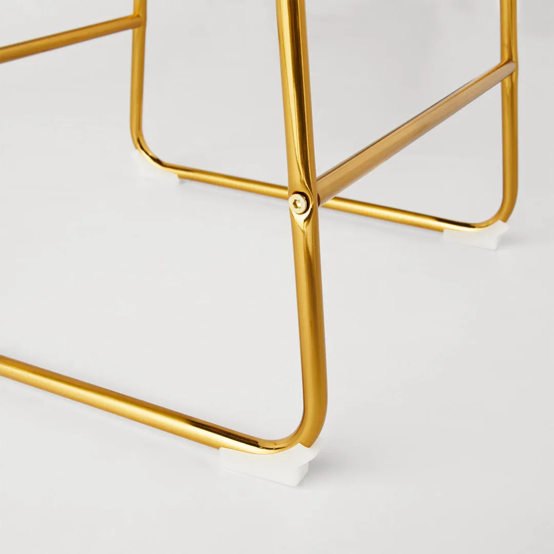 Nia Vegan Leather Bar & Counter Stool (Set of 2) AllModern Frame Color: Gold Upholstery: Green Vegan Leather, Seat Height: Counter Stool (24" Seat Height)
