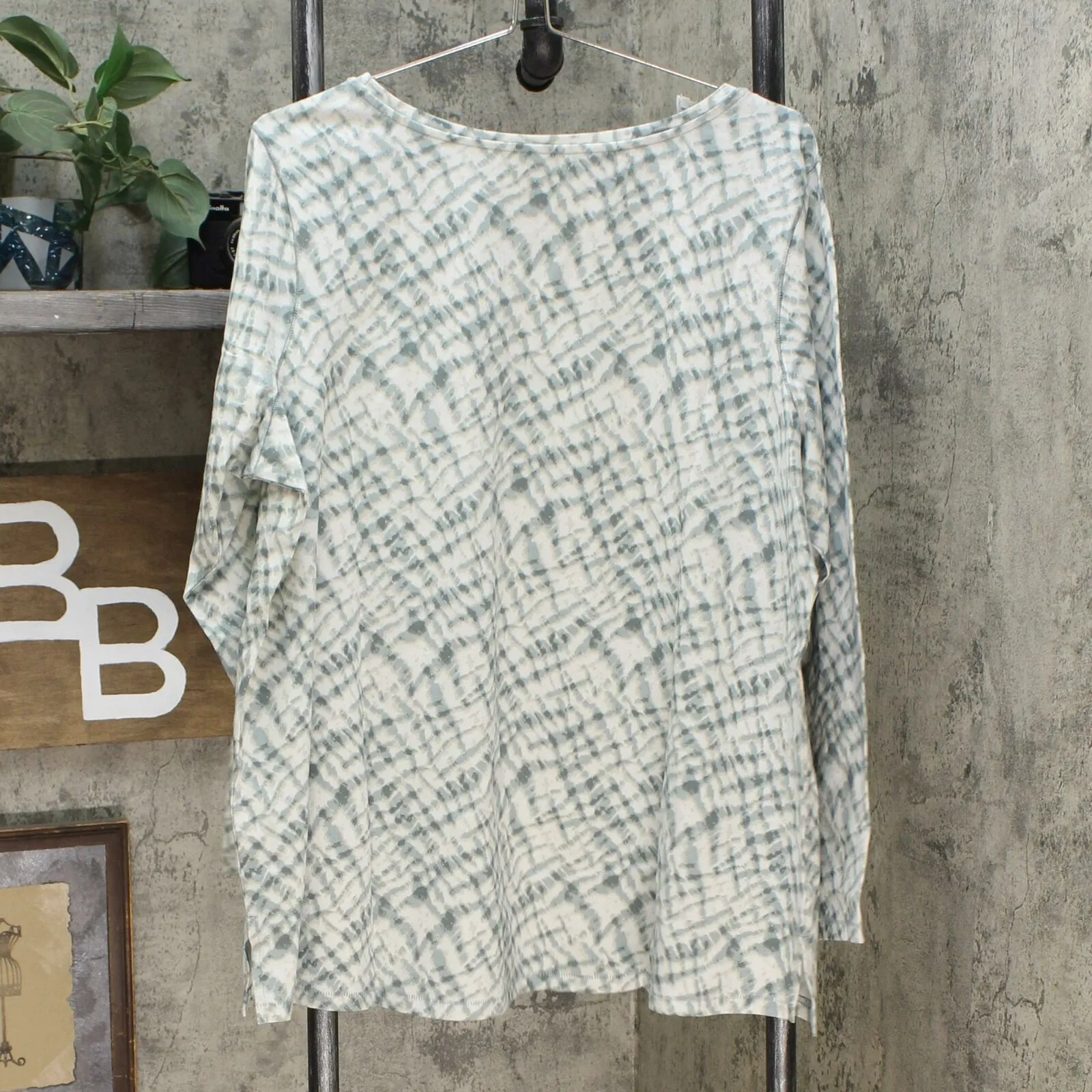 NWT AnyBody Plus 100% Cotton Shibori Long Sleeve Top. A374520 Plus 1X