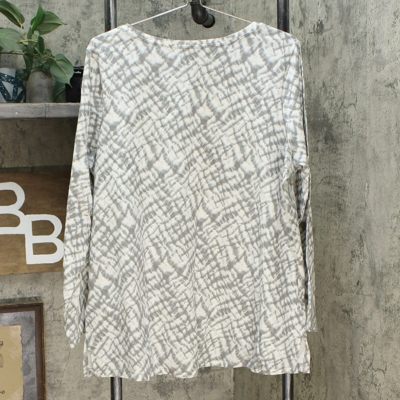 NWT AnyBody Plus 100% Cotton Shibori Long Sleeve Top. A374520 Plus 1X