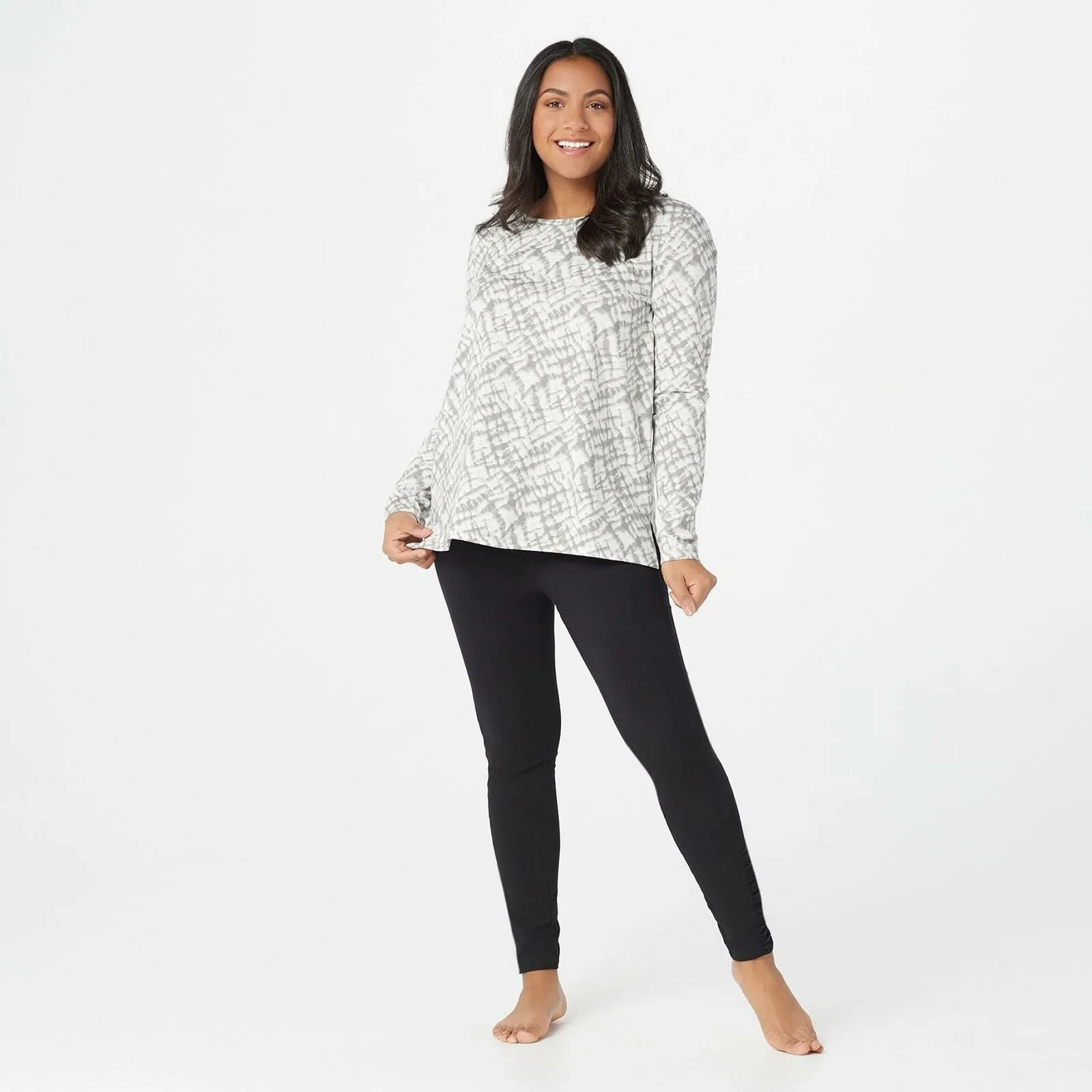 NWT AnyBody Plus 100% Cotton Shibori Long Sleeve Top. A374520 Plus 1X
