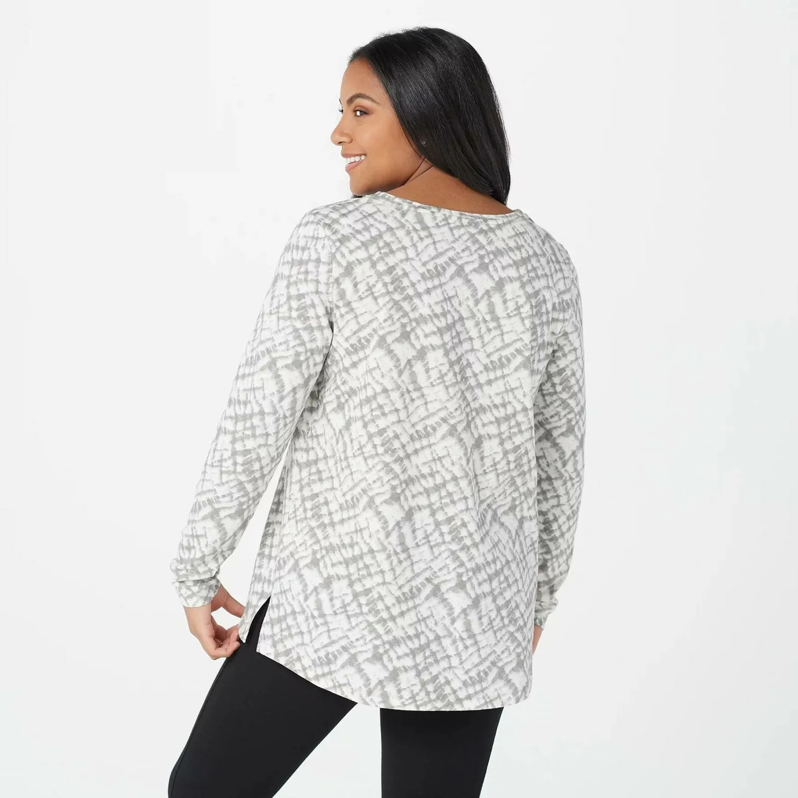 NWT AnyBody Plus 100% Cotton Shibori Long Sleeve Top. A374520 Plus 1X