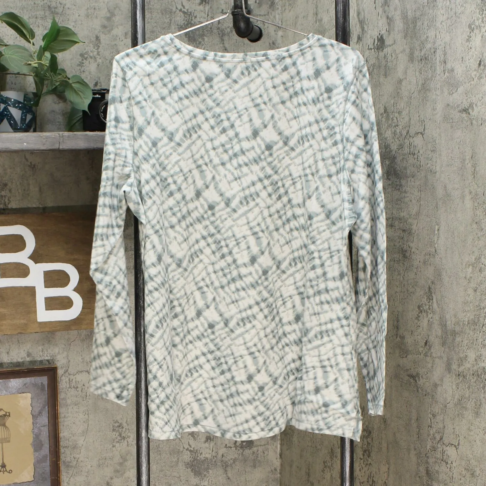 NWT AnyBody Womens 100% Cotton Shibori Long Sleeve Top. A374520-Reg L
