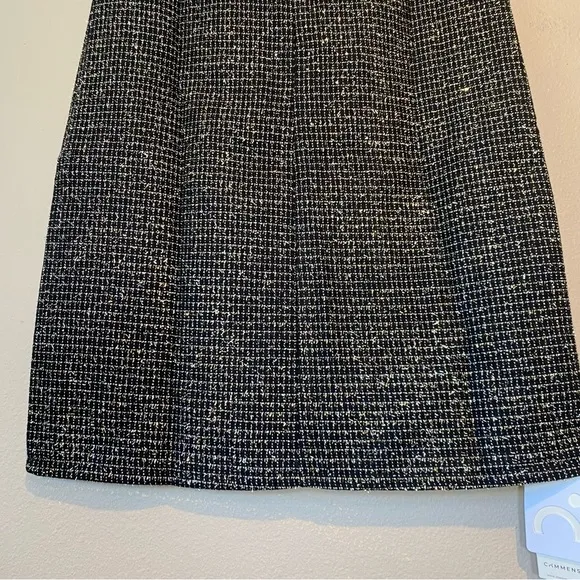 NWT Commense Pearl Button Split Elegant Midi Skirt Black. Size L