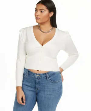 NWT Danielle Bernstein Plus Size Puff Sleeve Cardigan Sweater. 719MS069W Plus 3X