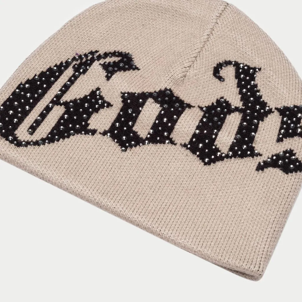 OG Logo Studded Beanie | Tan Balck