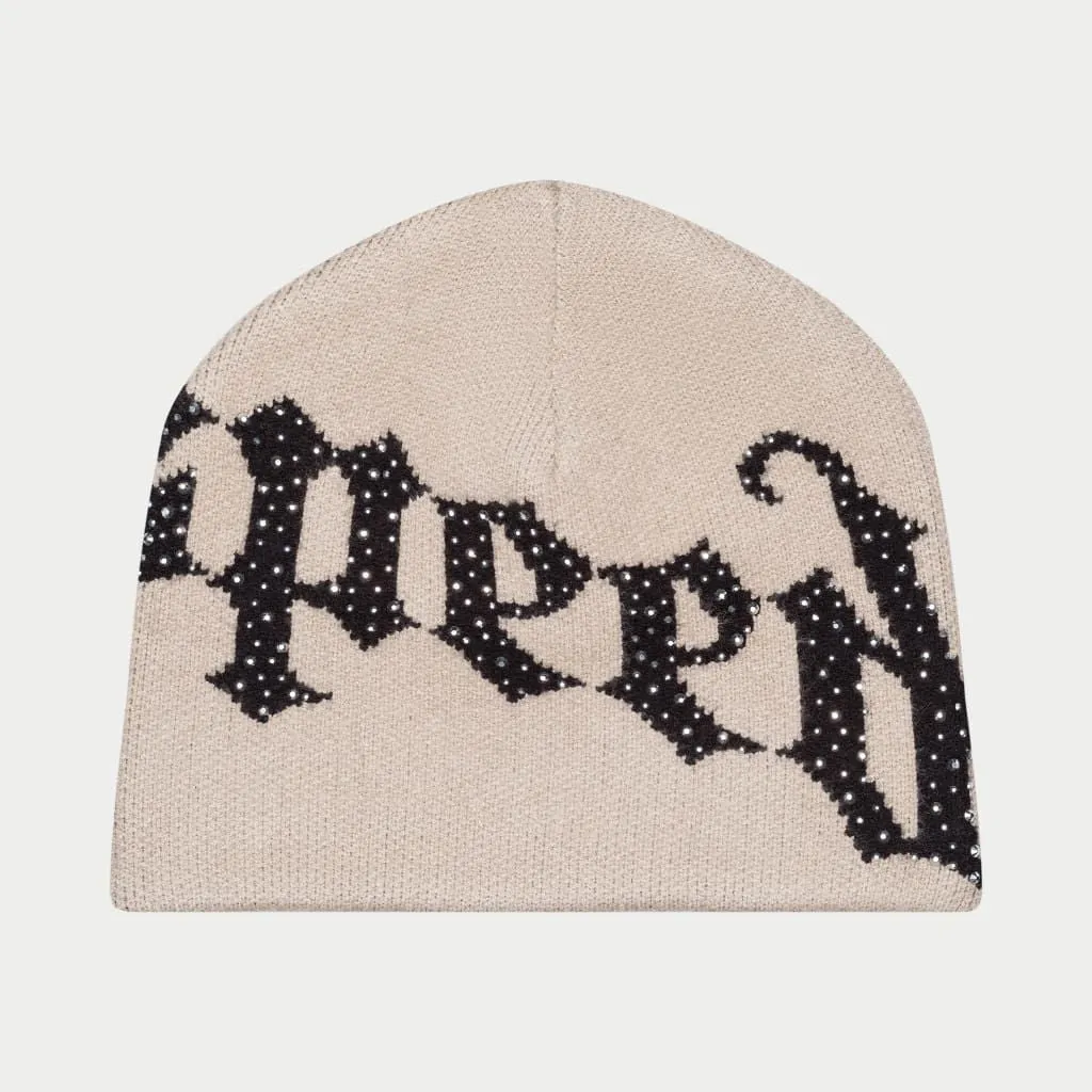 OG Logo Studded Beanie | Tan Balck