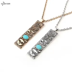 Ojiwan Tibetan Totem Necklace Indian Native American Necklace Boho Hippe Chic Southwestern Cowgirl Ethnic Tribal Jewelry Navajo