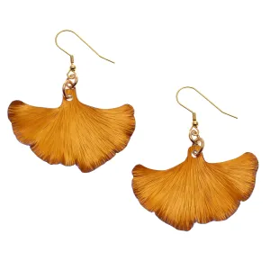 Orange Anodized Aluminum Ginkgo Leaf Earrings