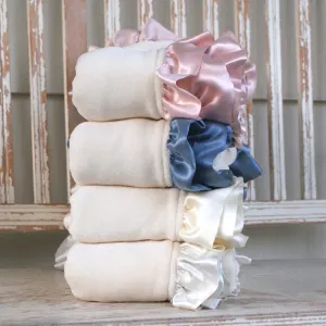 Organic Cotton Velour Baby Blanket with Silk Ruffle