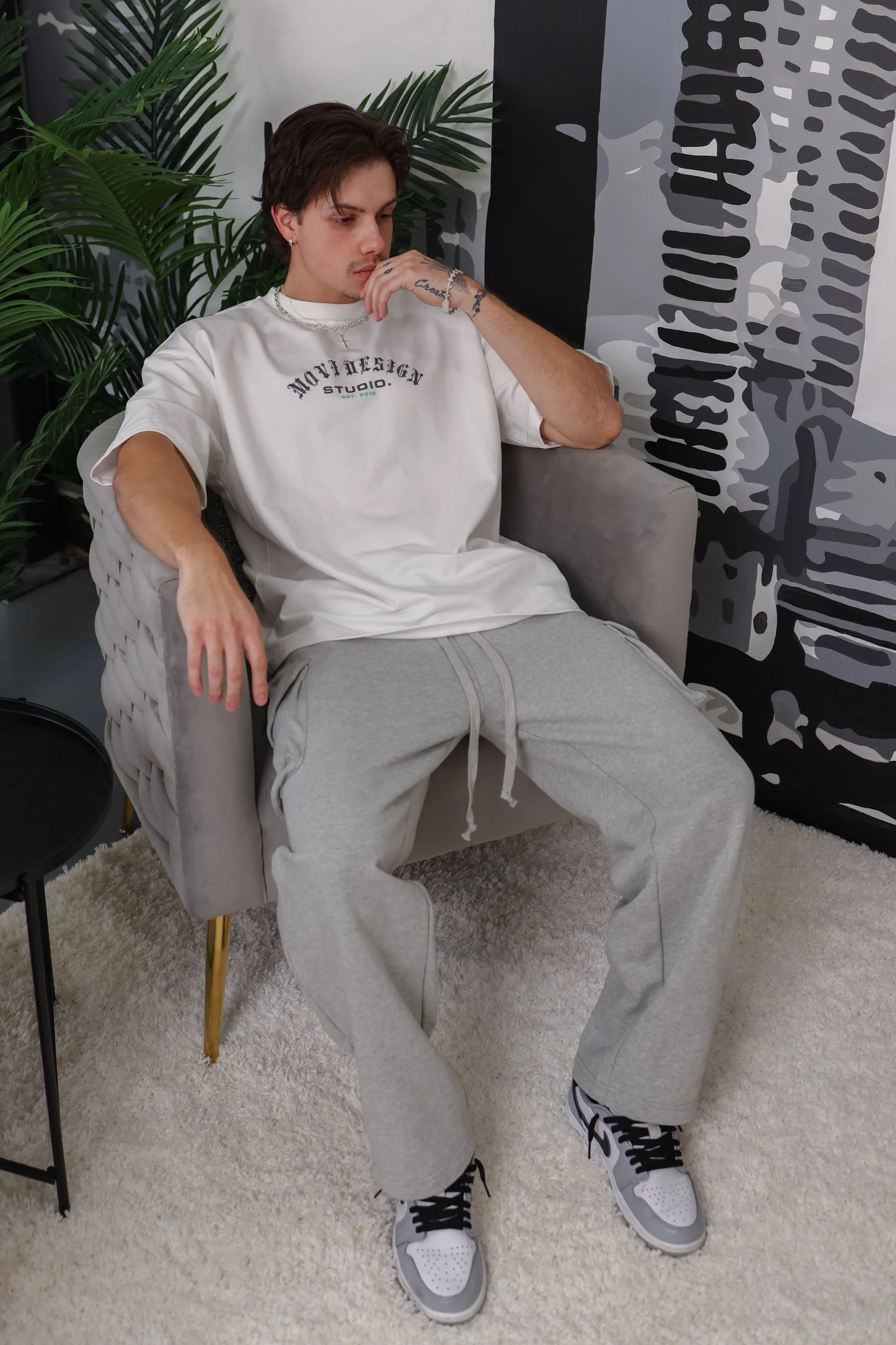 ORIGIN GLOW BAGGY CARGO SWEATS - ASH GRAY