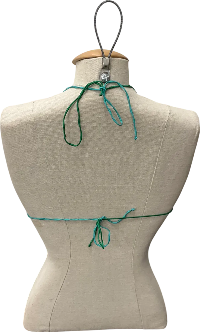 Oseree Green O-Gem Embellished Triangle Halterneck Bikini Top UK S