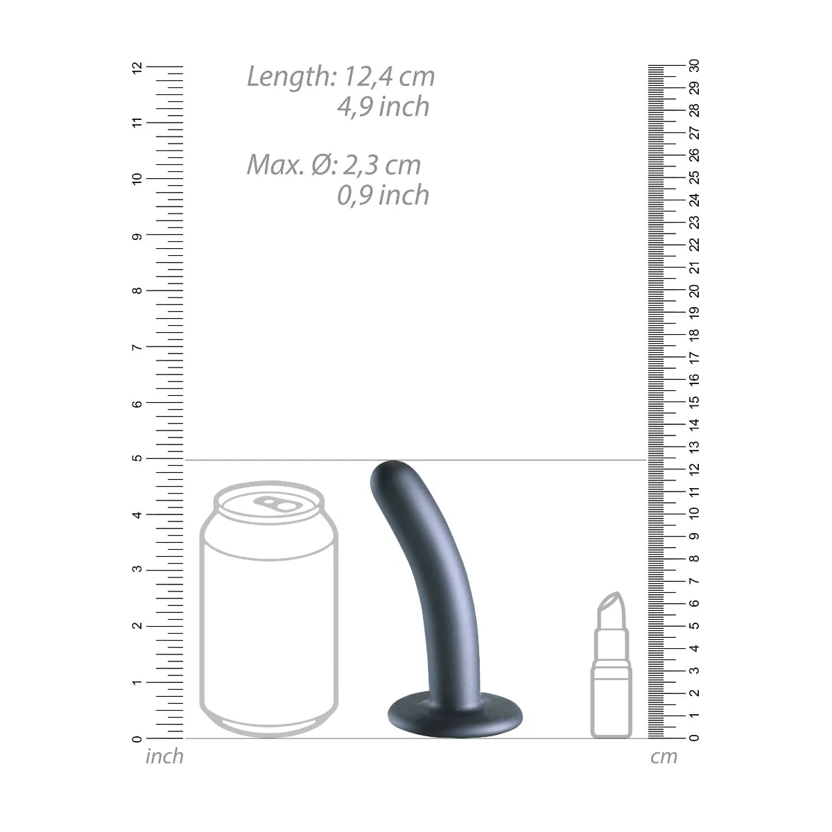 Ouch Smooth Silicone G Spot Dildo 5" - Metallic Grey - Discover Pleasure