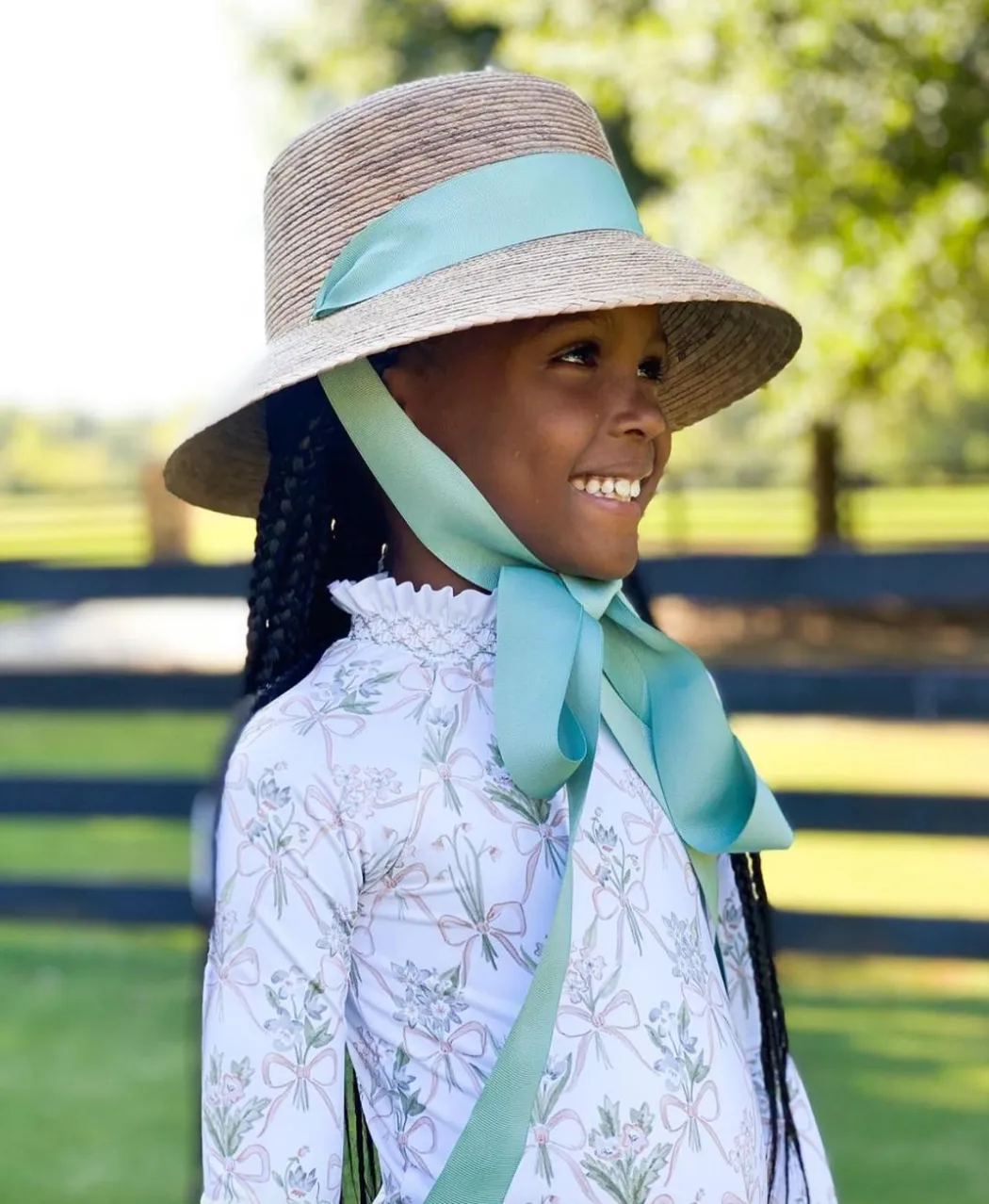 Palmetto Little Girl’s Hat - Vintage Swiss Dot Lace Ribbon