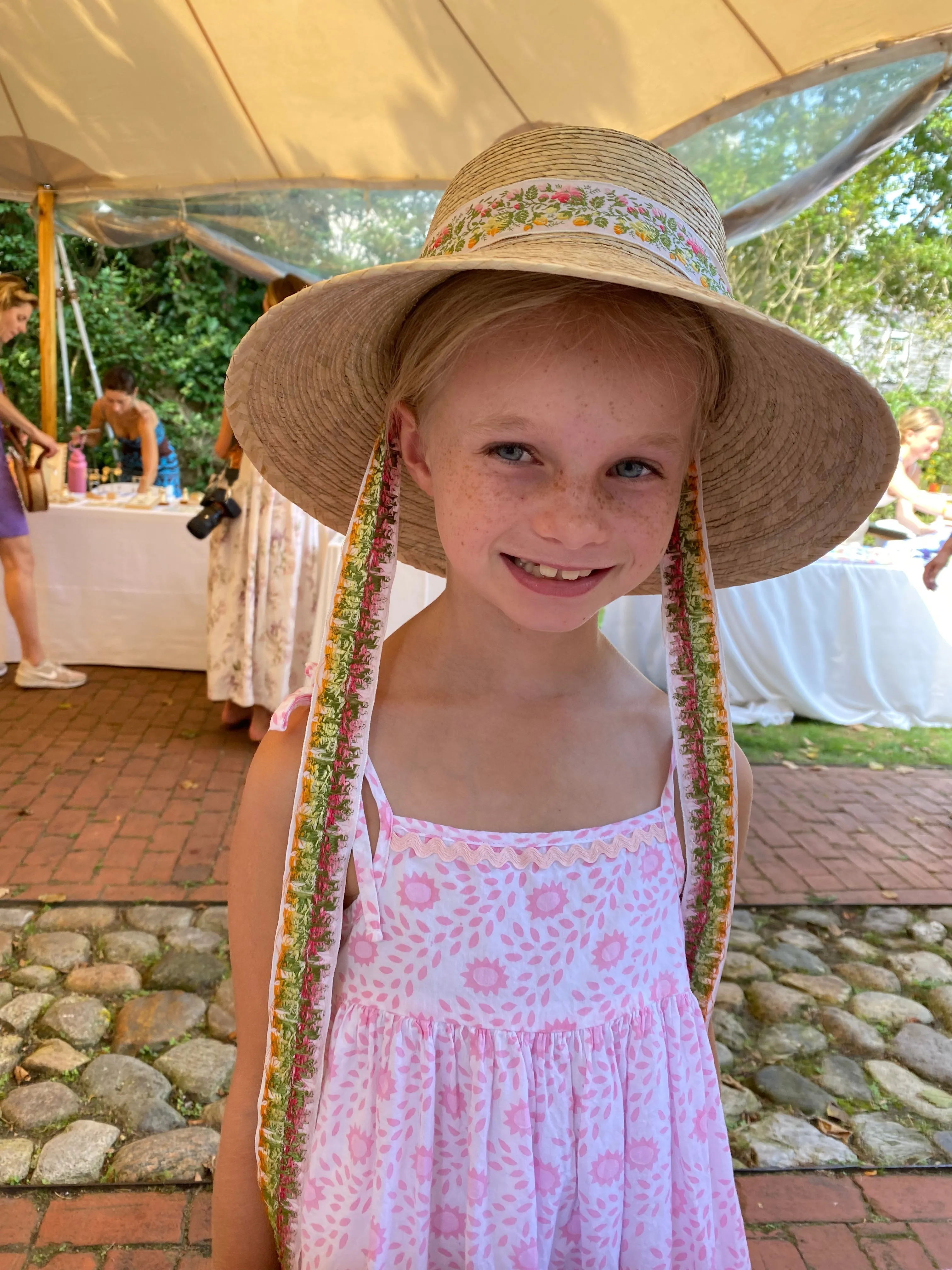 Palmetto Little Girl’s Hat - Vintage Swiss Dot Lace Ribbon