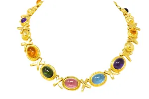 Paloma Picasso Tiffany & Co. 1983 Multi-Gem 18 Karat Gold Forever X Necklace