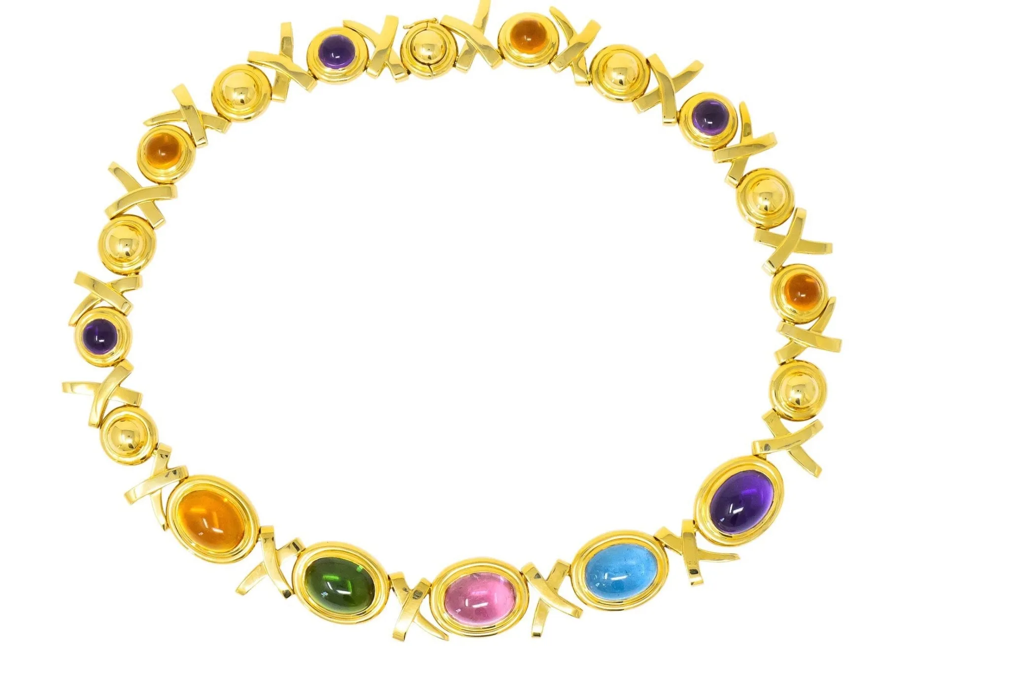 Paloma Picasso Tiffany & Co. 1983 Multi-Gem 18 Karat Gold Forever X Necklace