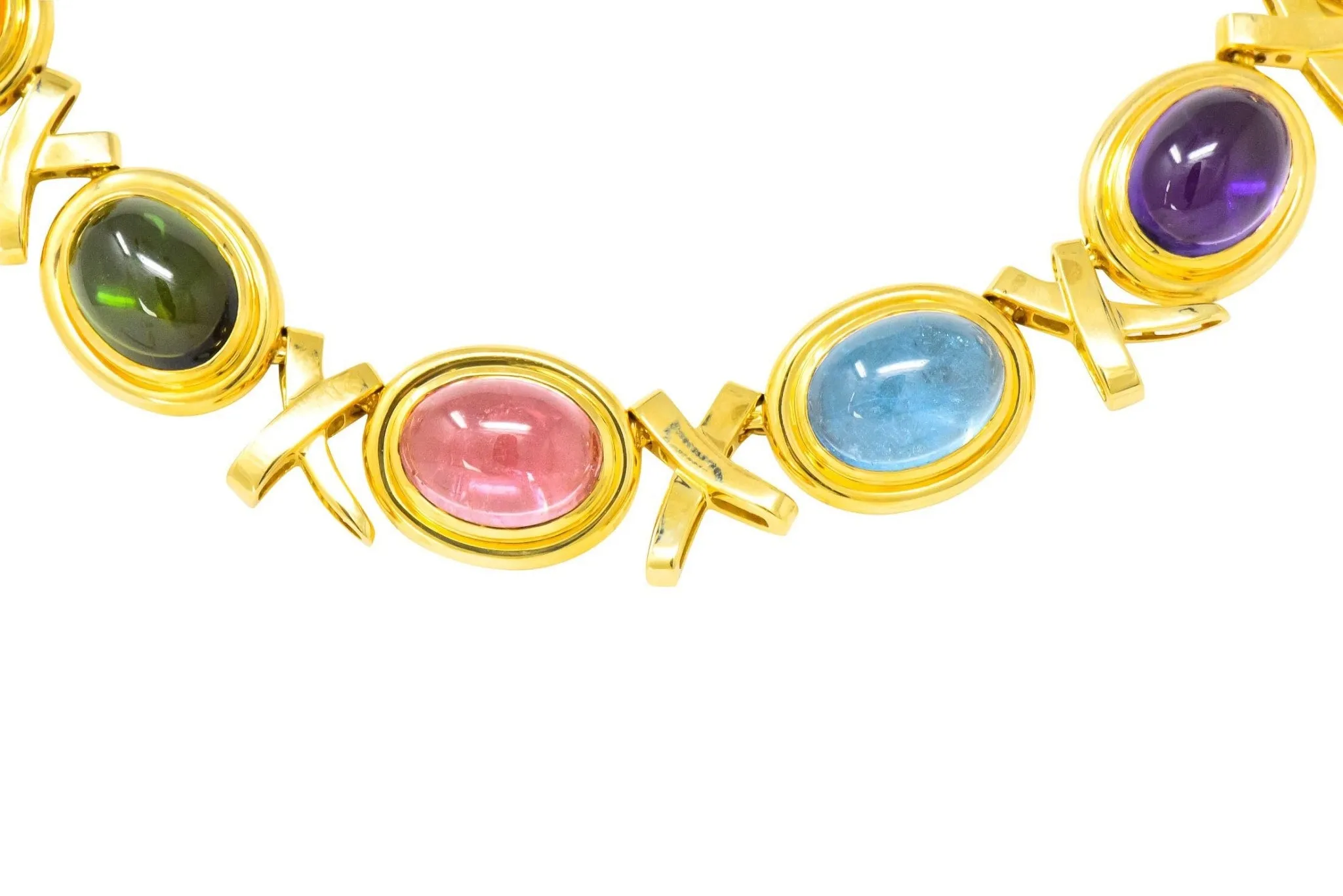 Paloma Picasso Tiffany & Co. 1983 Multi-Gem 18 Karat Gold Forever X Necklace
