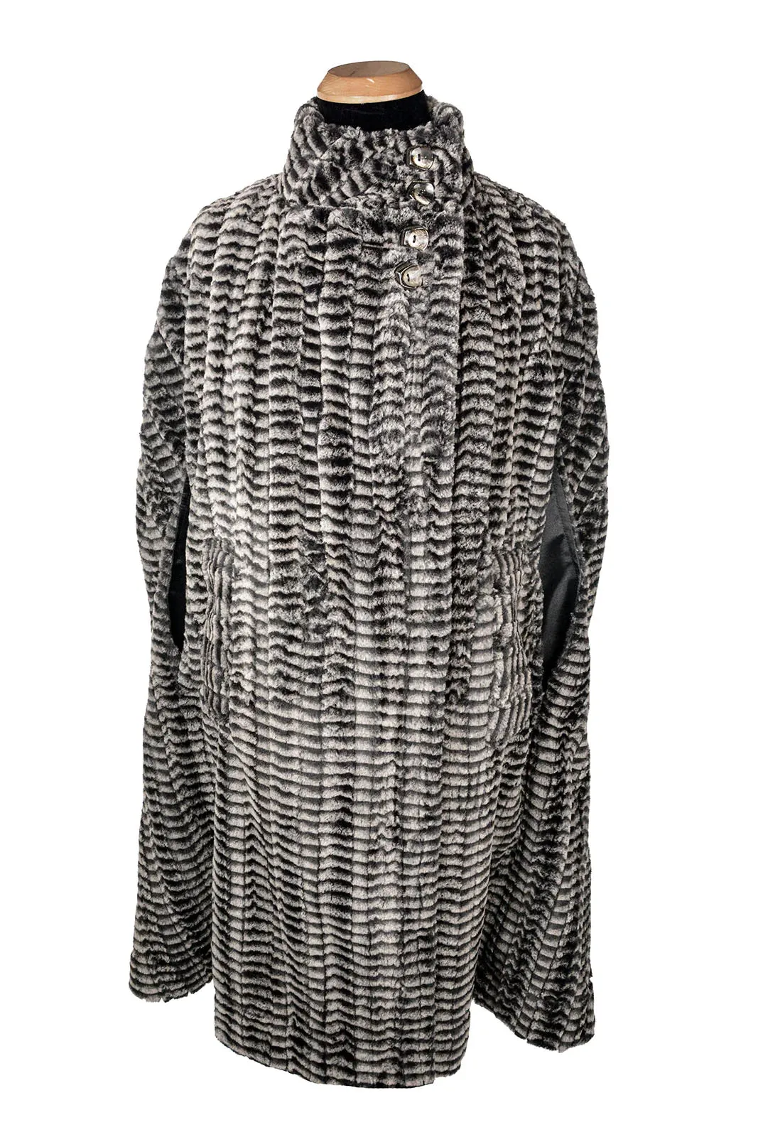 Pandemonium Luxury Faux Fur Long Cape - Black Mamba