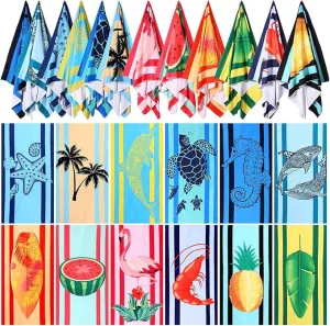 Panelee 12 Pack Microfiber Beach Towels Bulk 71"x35" Extra Large Oversized Terry Beach Towel Quick Dry Swim Pool Towels Lightweight Compact Travel Towels for Adults Vacation Camping Beach Accessories