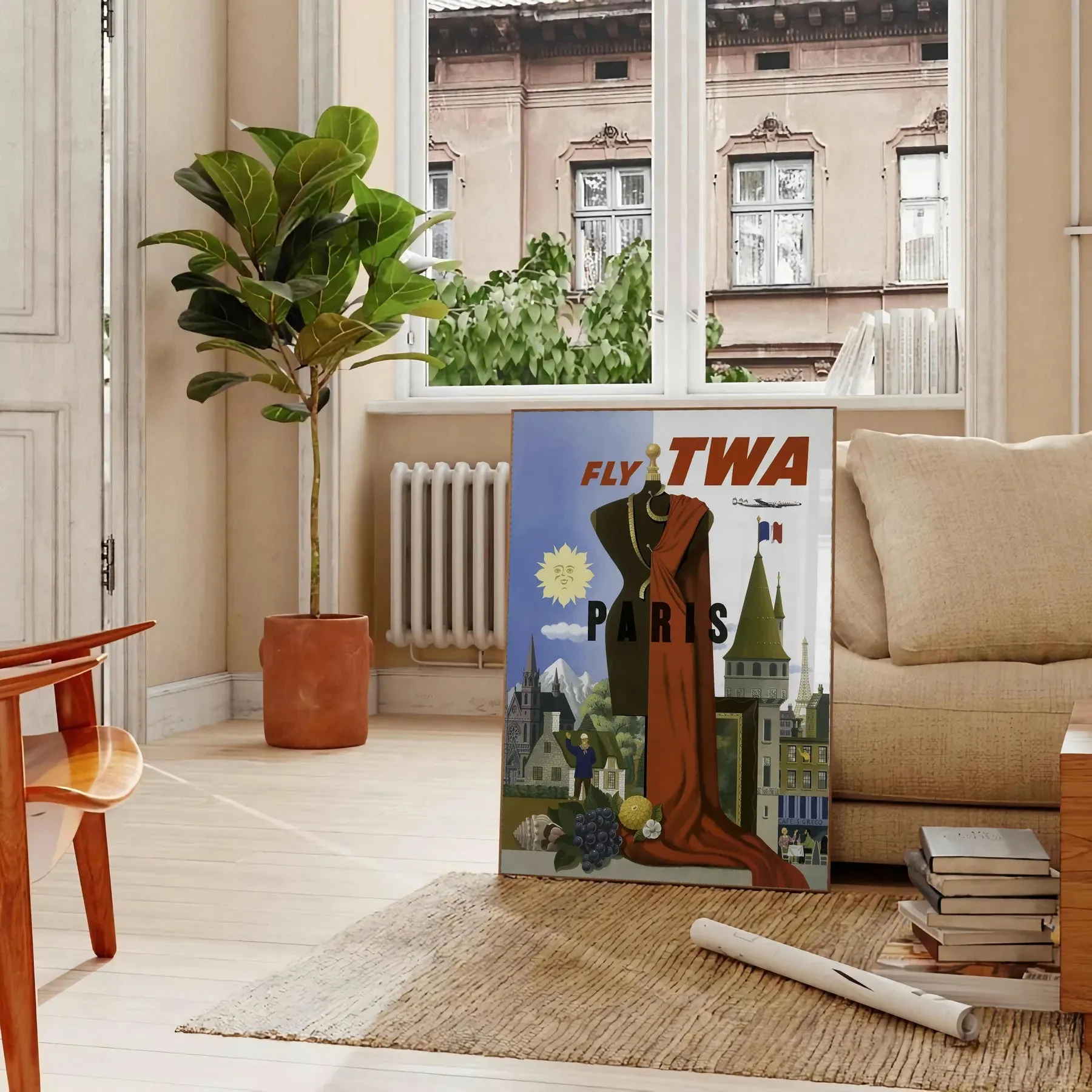 Paris Fly Twa Travel Poster Wall Art