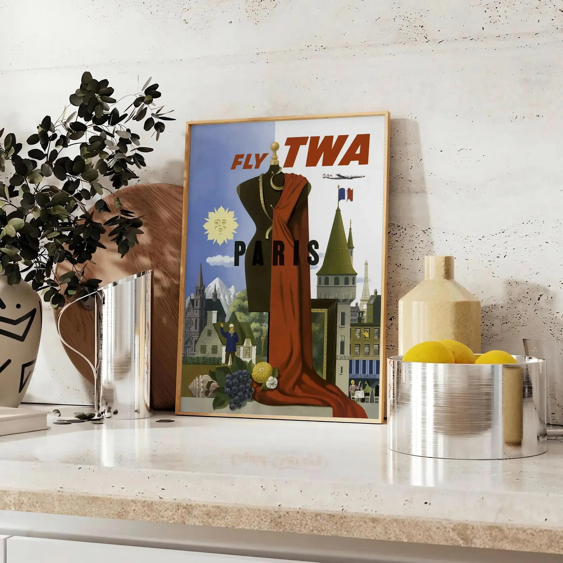 Paris Fly Twa Travel Poster Wall Art