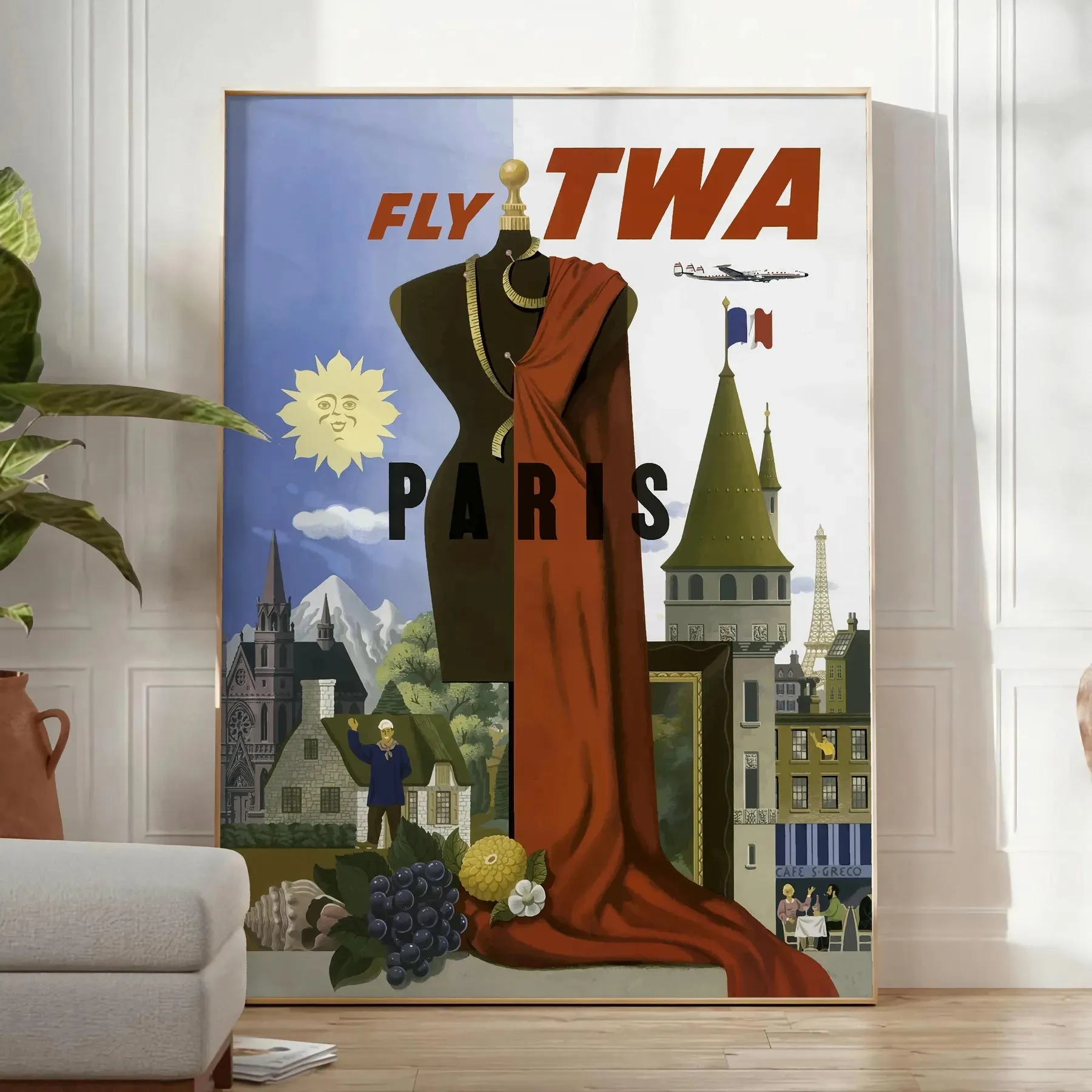 Paris Fly Twa Travel Poster Wall Art