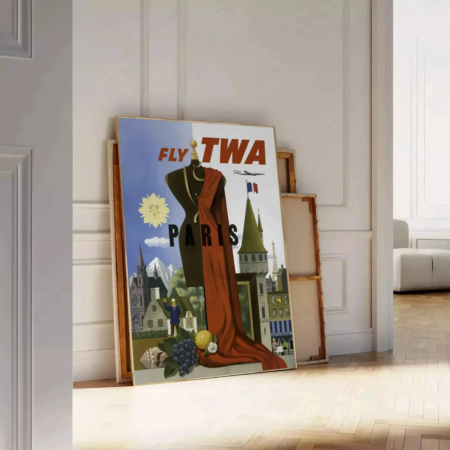 Paris Fly Twa Travel Poster Wall Art