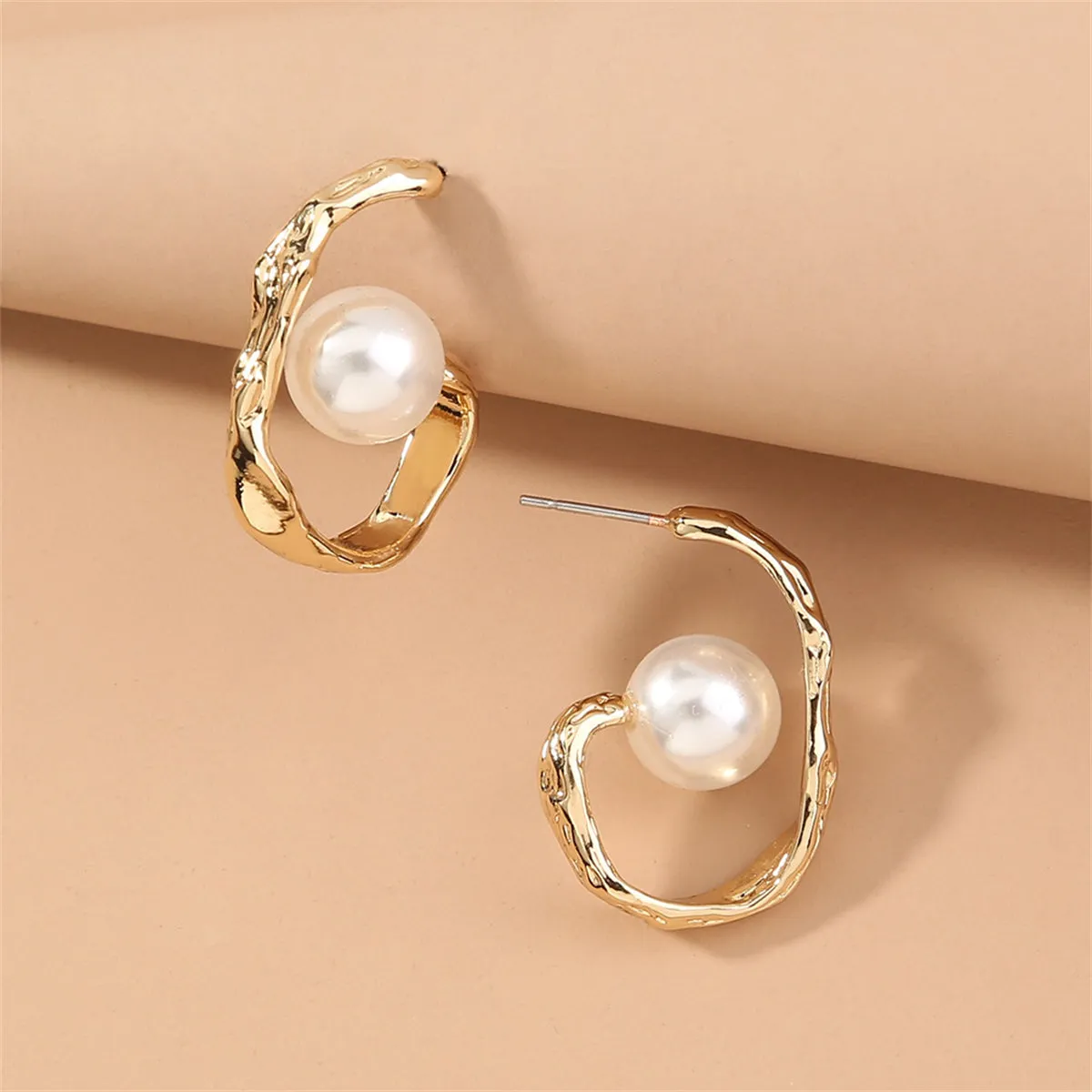 Pearl & 18K Gold-Plated Huggie Earrings