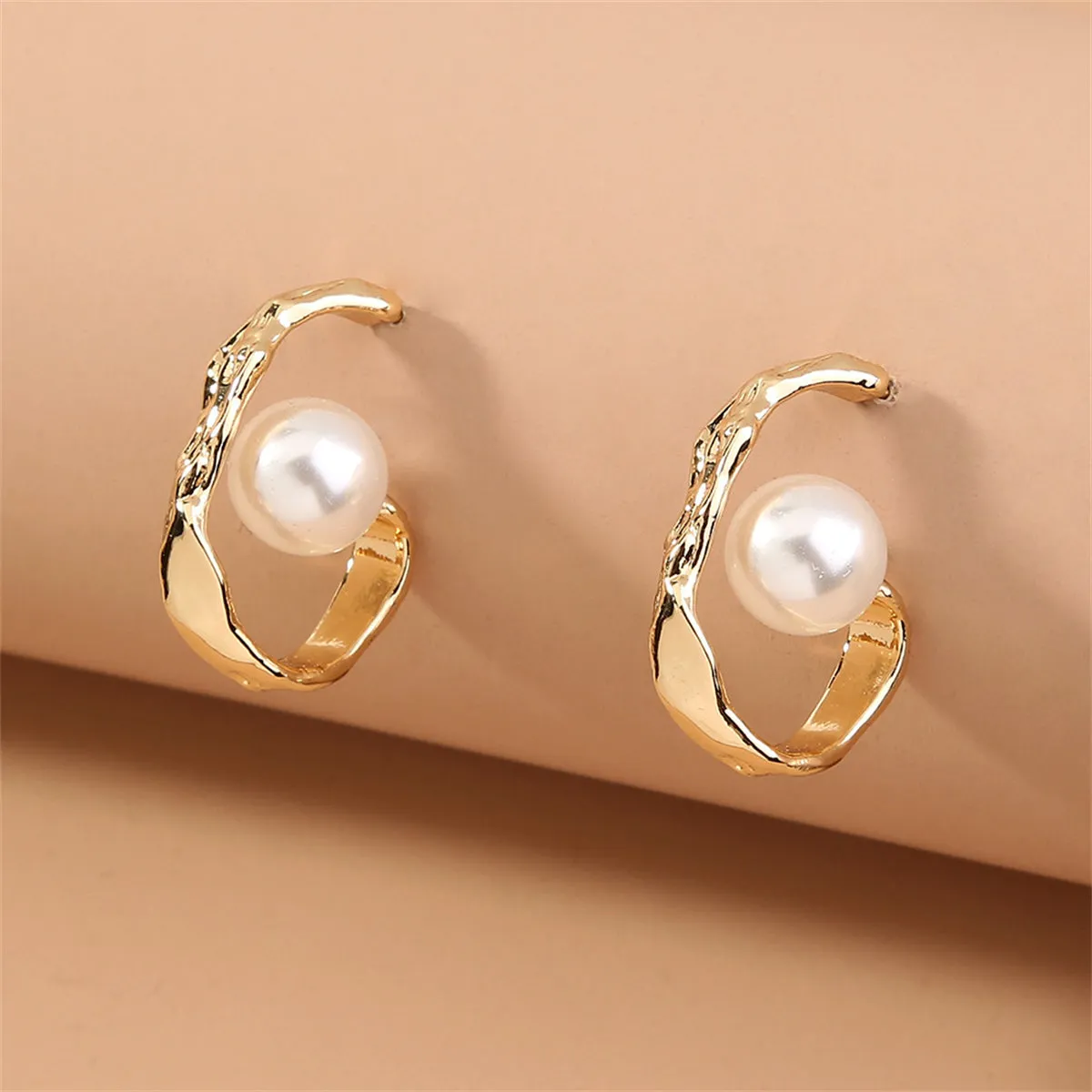 Pearl & 18K Gold-Plated Huggie Earrings