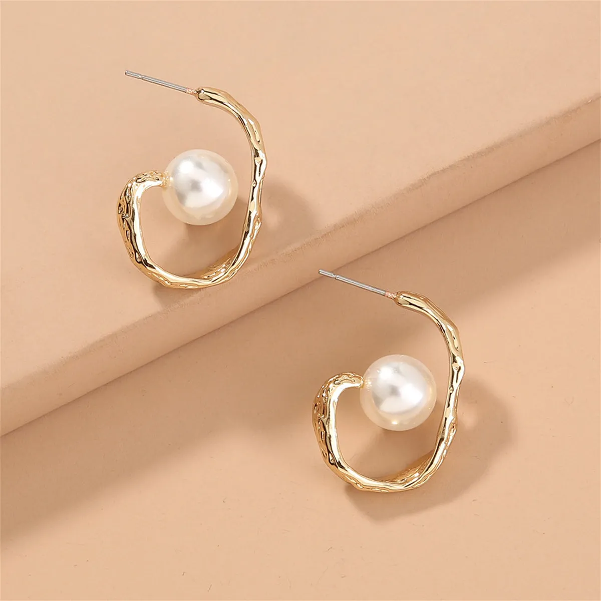 Pearl & 18K Gold-Plated Huggie Earrings