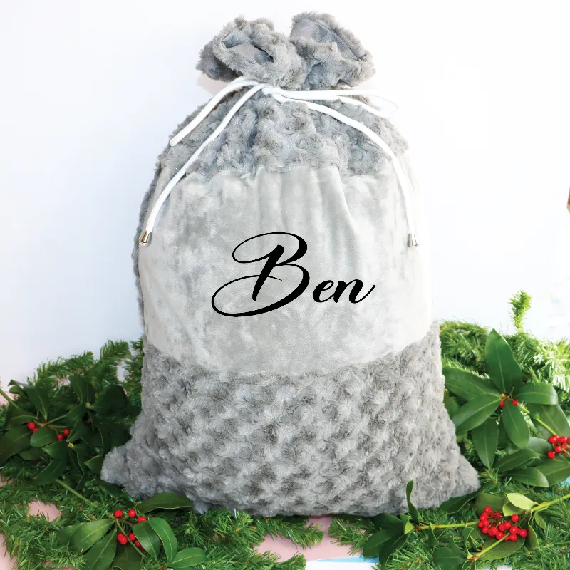 Personalised Luxury Christmas Stocking and Santa Sack in Grey